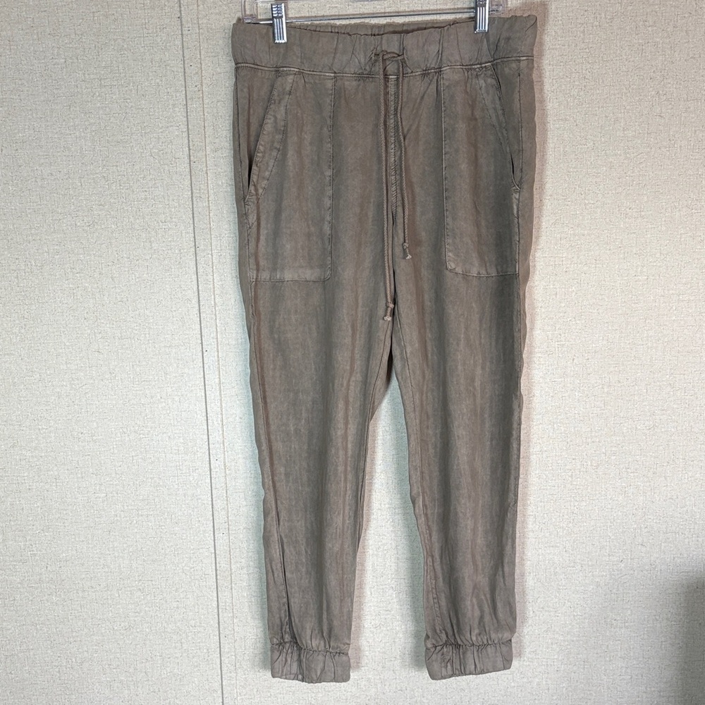 Cloth & Stone NWT Tencel Jogger Pants Pull On Utility Boho Earthy Large Taupe